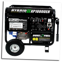 DuroMax XP10000EH 10000-Watt 18-Hp-Idle Voltage Selector-Control DUAL-FUEL--Gas-LP HYBRID  Electric Start-Battery,Wheel kit,Included120/240V 50A,Low Oil ShutoffCARB/Caiif EPA Compliant,FREE SHIPPING (SKU: DuroMax XP10000EH DUAL FUEL GAS/LP)