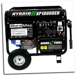 DuroMax XP10000EH 10000-Watt 18-Hp-Idle Voltage Selector-Control DUAL-FUEL--Gas-LP HYBRID  Electric Start-Battery,Wheel kit,Included120/240V 50A,Low Oil ShutoffCARB/Caiif EPA Compliant,FREE SHIPPING (SKU: DuroMax XP10000EH DUAL FUEL GAS/LP)