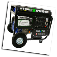 DuroMax XP12000EH Gas/LP W/Elect Start Battery Wheel Kit Included 50AMP-120/240v 18hp, Eng-low oil shutdown-fuel gauge, hour meter, Auto voltage reg-wheel kit-Compliant 49 State, w/FREE SHIPPING (SKU: DuroMax XP12000EH Bi-Fuel Gas/LP)