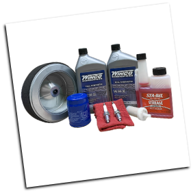 WINCO Maintenance Kit 16200-005 Compatibility Honda GX630-Contents  Air filter, oil filter, fuel filter, spark plugs, 5W-30 oil, Sta-bil, and mechanics cloth (SKU: Winco Maintenance Kit Compatibility Honda GX630-16200-005)