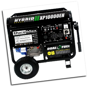 DuroMax XP10000EH 10000-Watt 18-Hp-Idle Voltage Selector-Control DUAL-FUEL--Gas-LP HYBRID  Electric Start-Battery,Wheel kit,Included120/240V 50A,Low Oil Shutoff CARB/Caiif EPA Compliant,FREE SHIPPING (SKU: DuroMax XP10000EH DUAL FUEL GAS/LP)